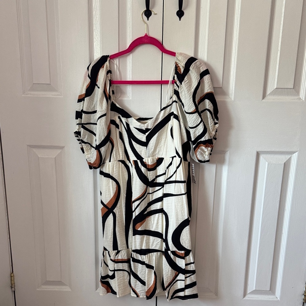 NWT Nine West Black and White Patterned Dress